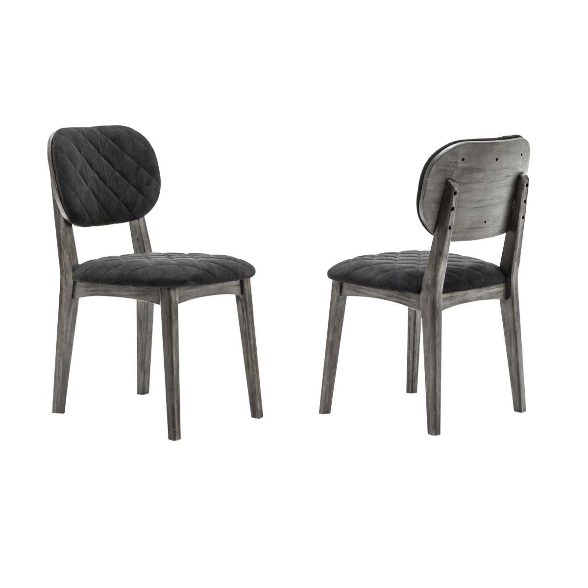 Diamond Stitched Back And Seat Dining Chair, Set Of 2, Gray By Benzara | Dining Chairs |  Modishstore 