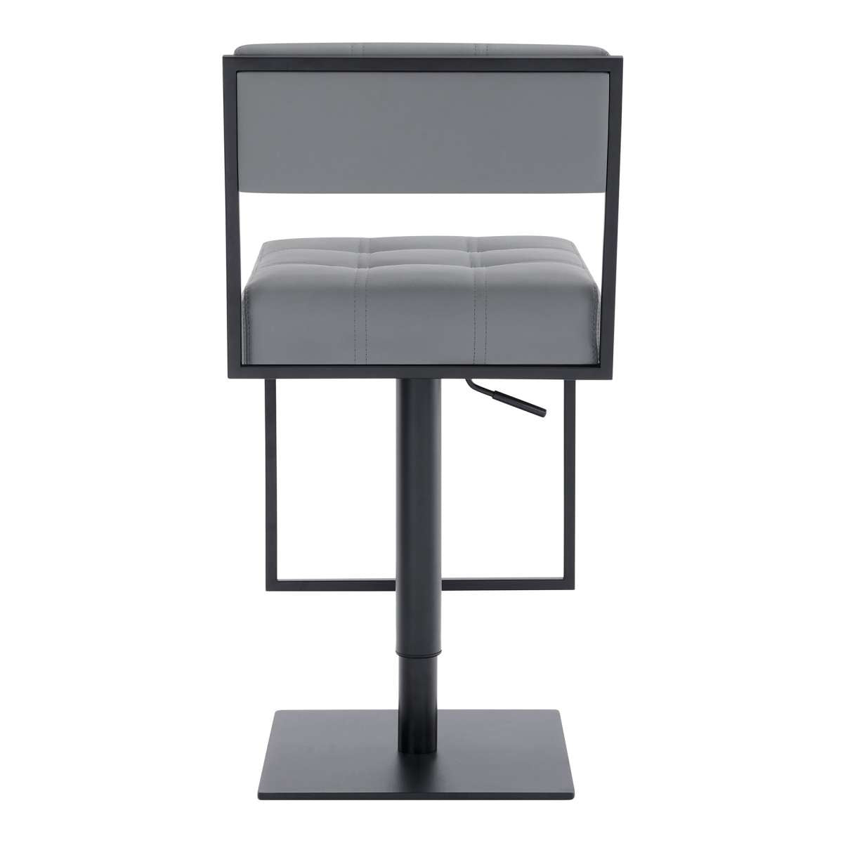 Leatherette Padded Back Barstool With Stalk Support, Gray By Benzara | Bar Stools |  Modishstore  - 4