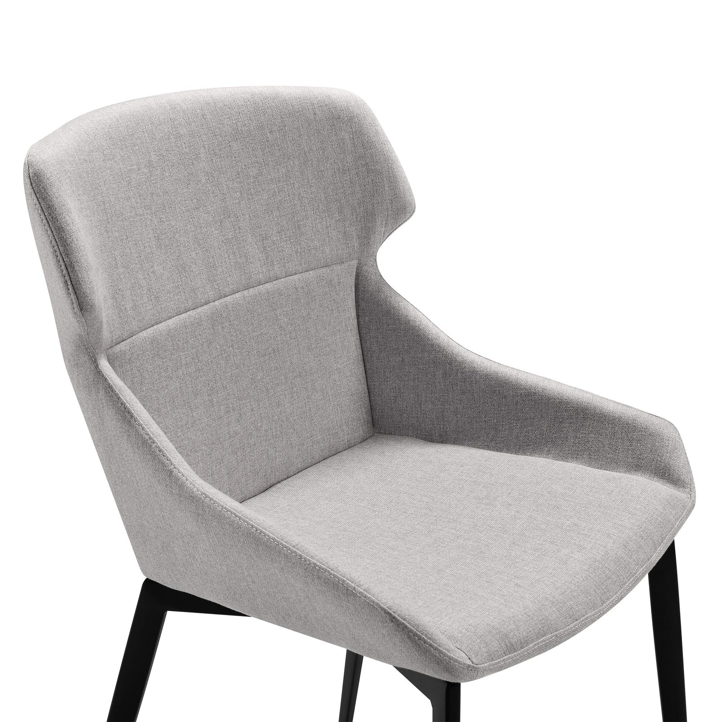 Wing Back Fabric Dining Chair With Curved Seat Set Of 2 Light Gray By Benzara | Dining Chairs | Modishstore - 4