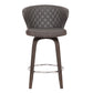 Curved Back Leatherette Barstool With Swivel Mechanism Brown By Benzara | Bar Stools & Tables | Modishstore - 2