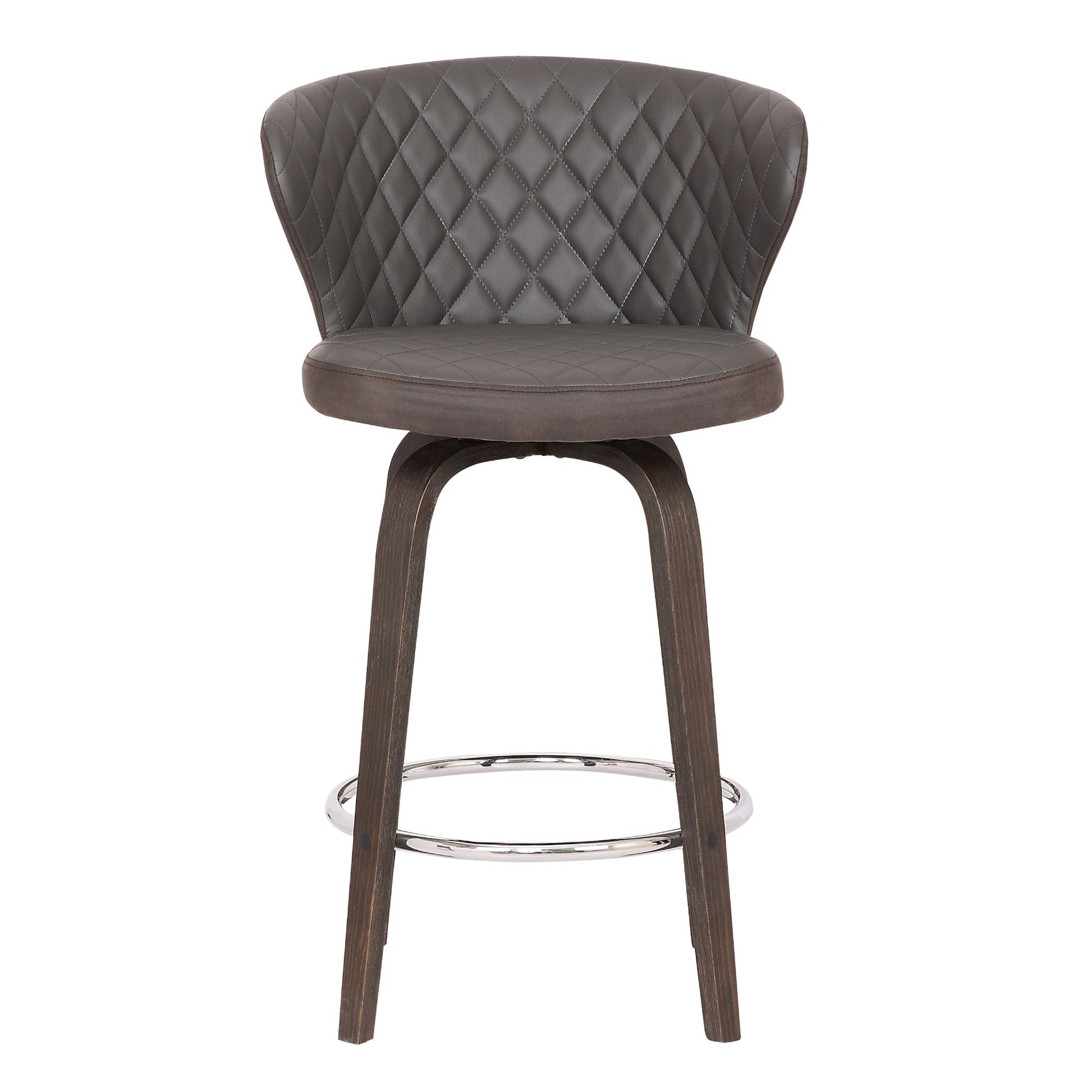 Curved Back Leatherette Barstool With Swivel Mechanism Brown By Benzara | Bar Stools & Tables | Modishstore - 2