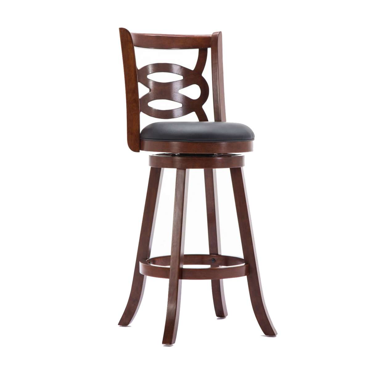 29 Inches Swivel Wooden Counter Stool With Geometric Back, Brown By Benzara | Stools |  Modishstore 