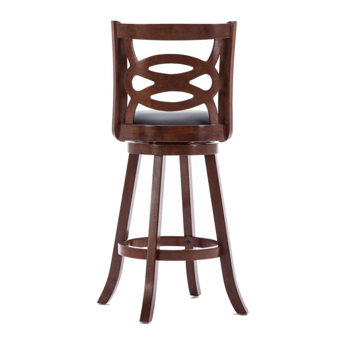 29 Inches Swivel Wooden Counter Stool With Geometric Back, Brown By Benzara | Stools |  Modishstore  - 3