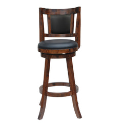 29 Inches Swivel Wooden Frame Counter Stool With Padded Back Brown By Benzara