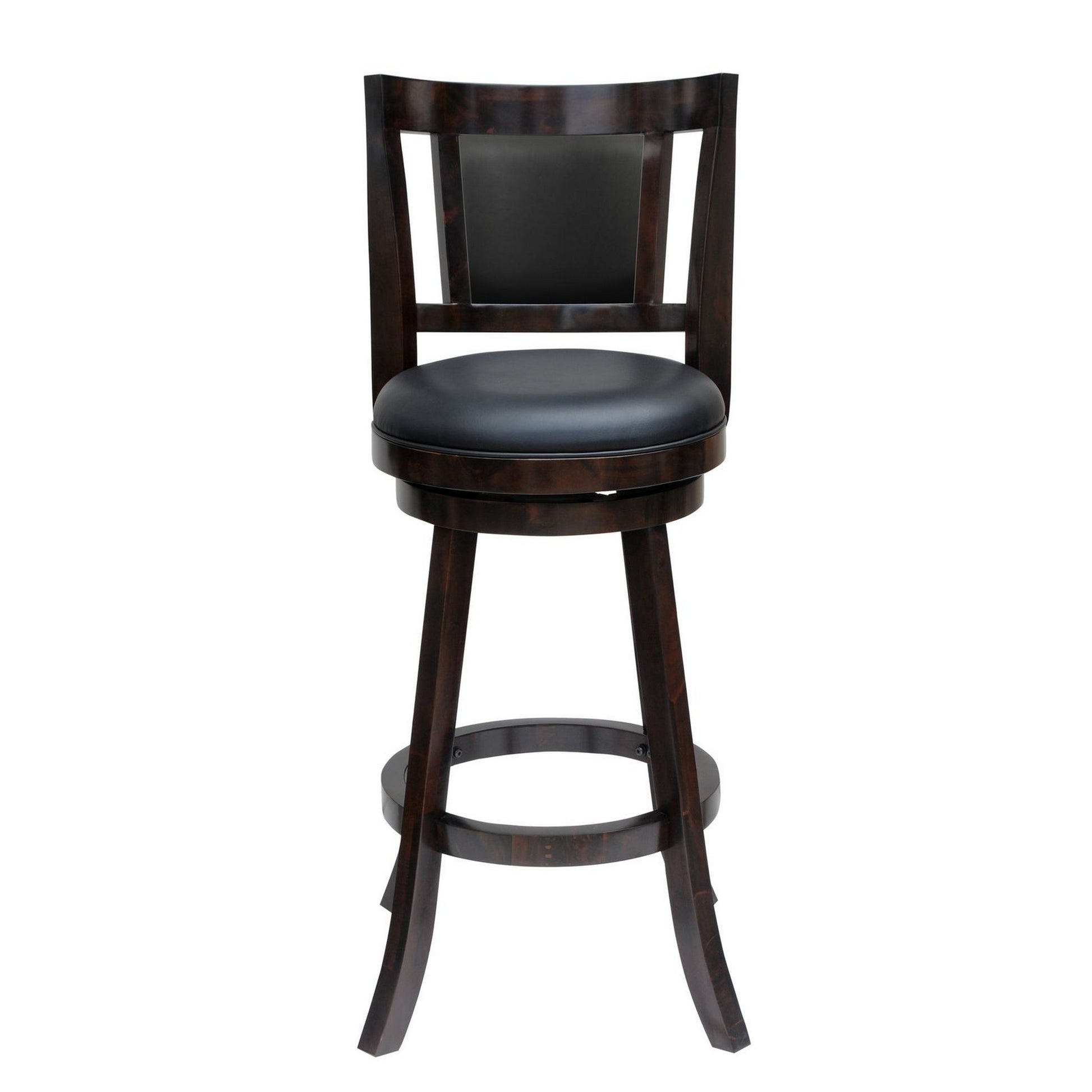 24 Inches Swivel Wooden Frame Counter Stool With Padded Back Dark Brown By Benzara | Stools | Modishstore