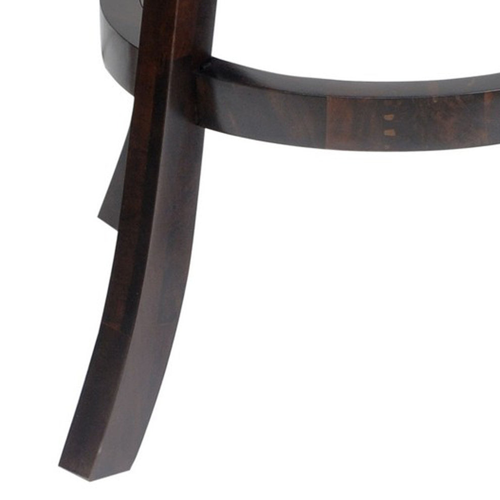 29 Inches Swivel Wooden Frame Counter Stool With Padded Back Dark Brown By Benzara | Stools | Modishstore - 4