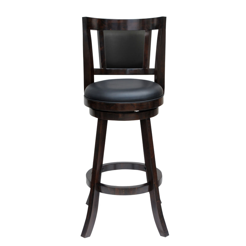 29 Inches Swivel Wooden Frame Counter Stool With Padded Back Dark Brown By Benzara | Stools | Modishstore