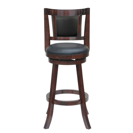 24 Inches Swivel Wooden Frame Counter Stool With Padded Back Brown By Benzara | Stools | Modishstore
