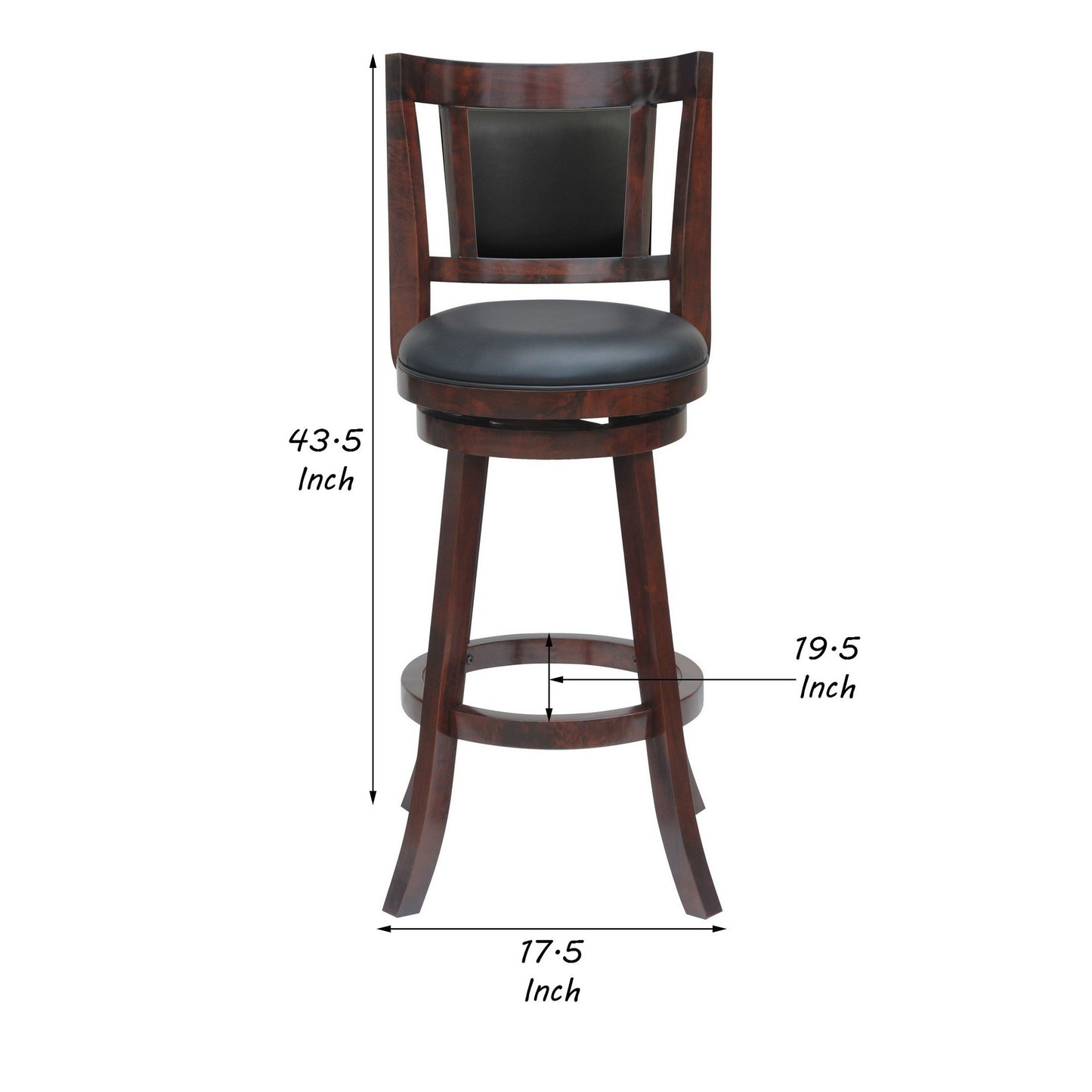 29 Inches Swivel Wooden Frame Counter Stool With Padded Back Cherry Brown By Benzara | Stools | Modishstore - 5