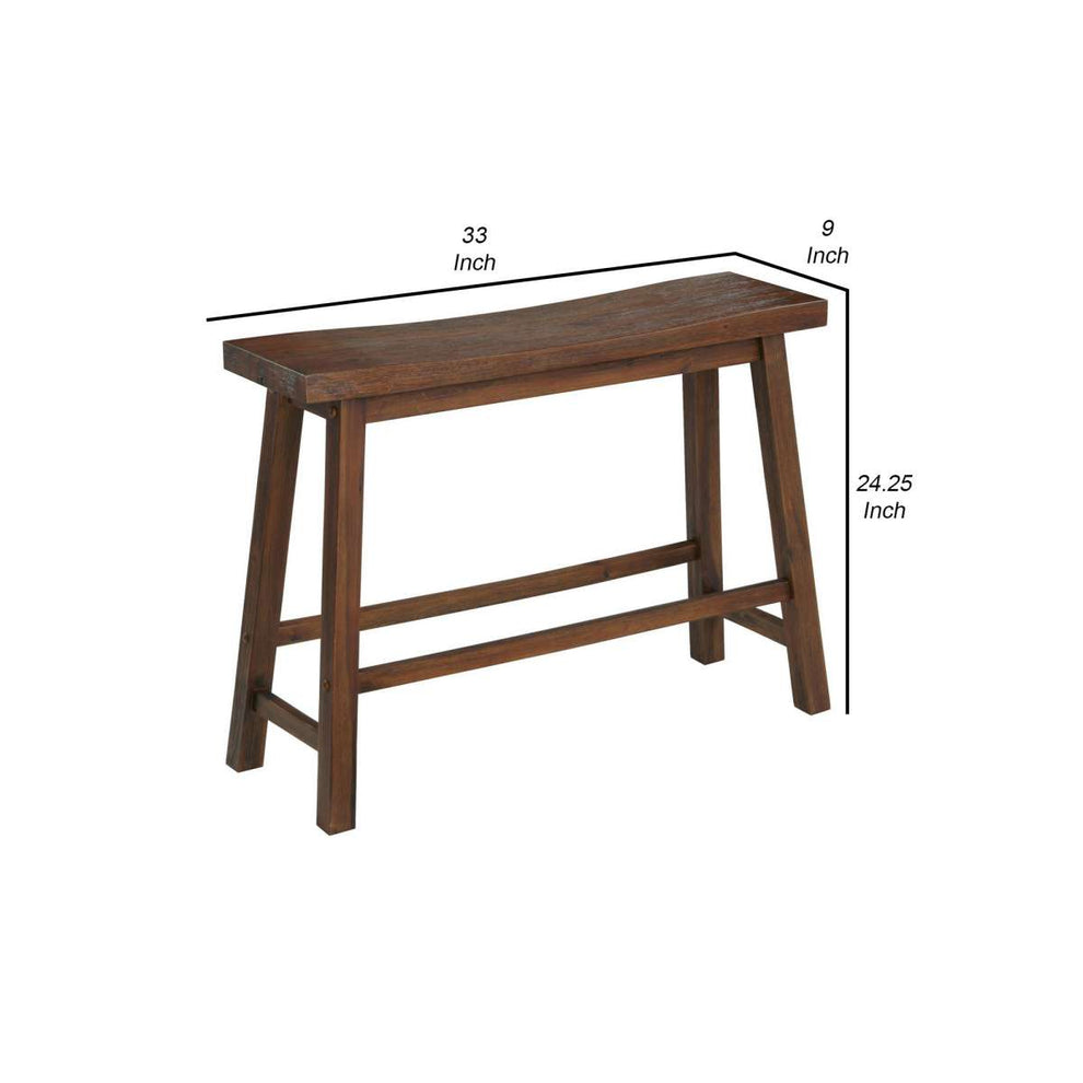 Saddle Design Wooden Bench With Grain Details, Brown By Benzara | Benches |  Modishstore  - 2