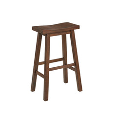 Saddle Design Wooden Barstool With Grain Details Brown By Benzara