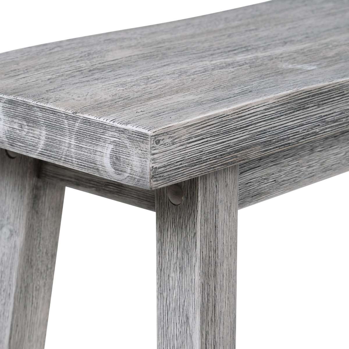 Saddle Design Wooden Bench With Grain Details, Gray By Benzara | Benches |  Modishstore  - 4