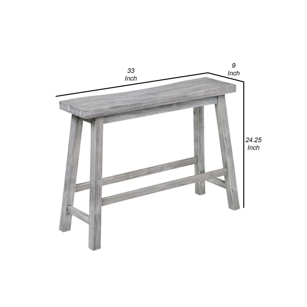 Saddle Design Wooden Bench With Grain Details, Gray By Benzara | Benches |  Modishstore  - 3