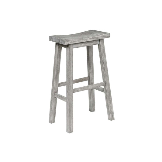 Saddle Design Wooden Barstool With Grain Details, Gray By Benzara | Stools |  Modishstore 