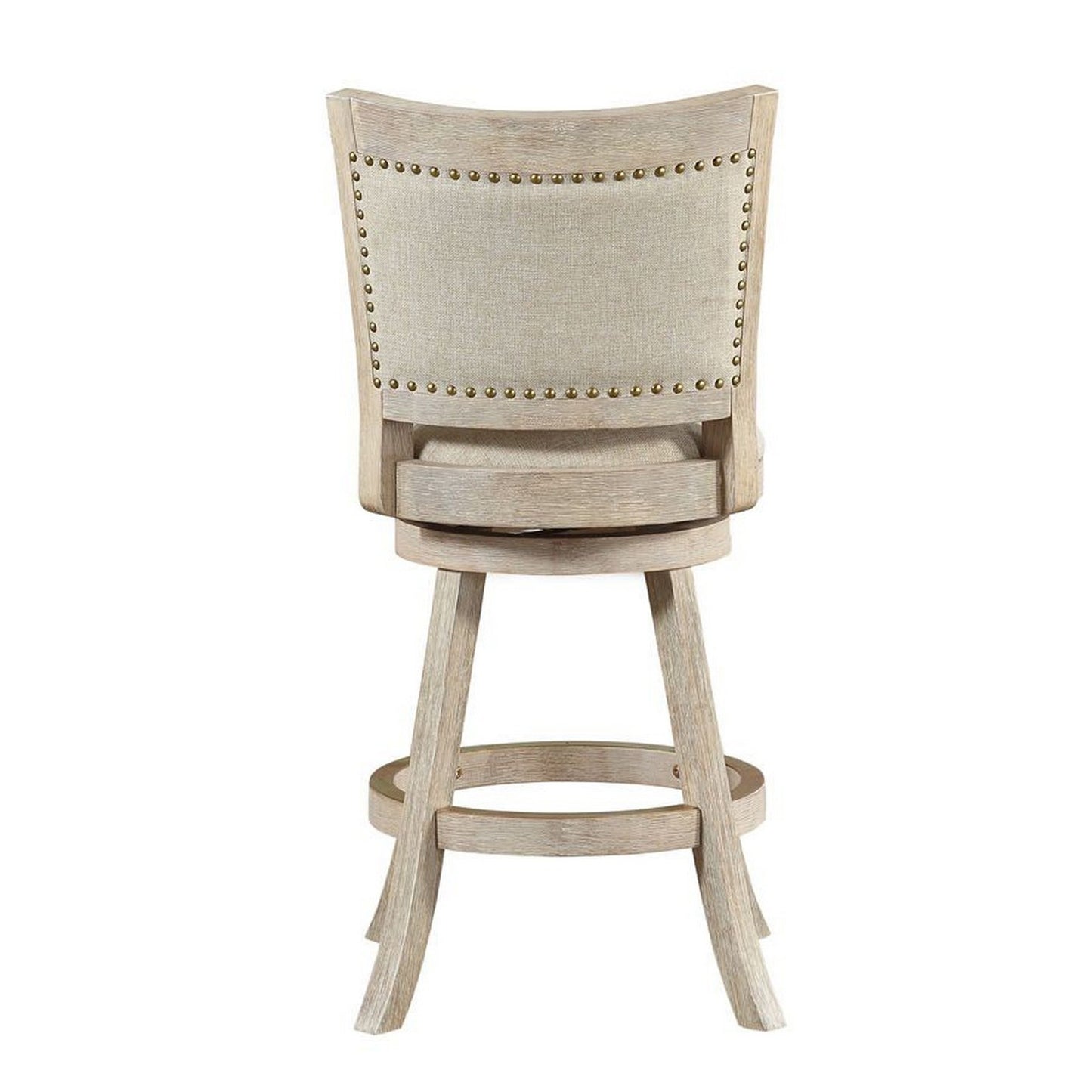 Curved Back Wooden Swivel Counter Stool With Nailhead Trim Gray By Benzara | Stools | Modishstore - 2