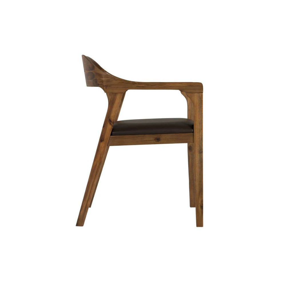 Curved Panel Back Dining Chair With Sleek Track Arms, Brown By Benzara | Armchairs |  Modishstore  - 5