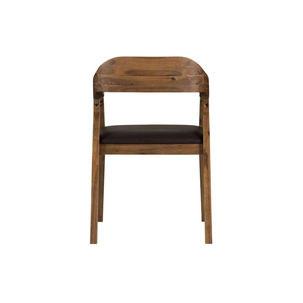 Curved Panel Back Dining Chair With Sleek Track Arms, Brown By Benzara | Armchairs |  Modishstore  - 3