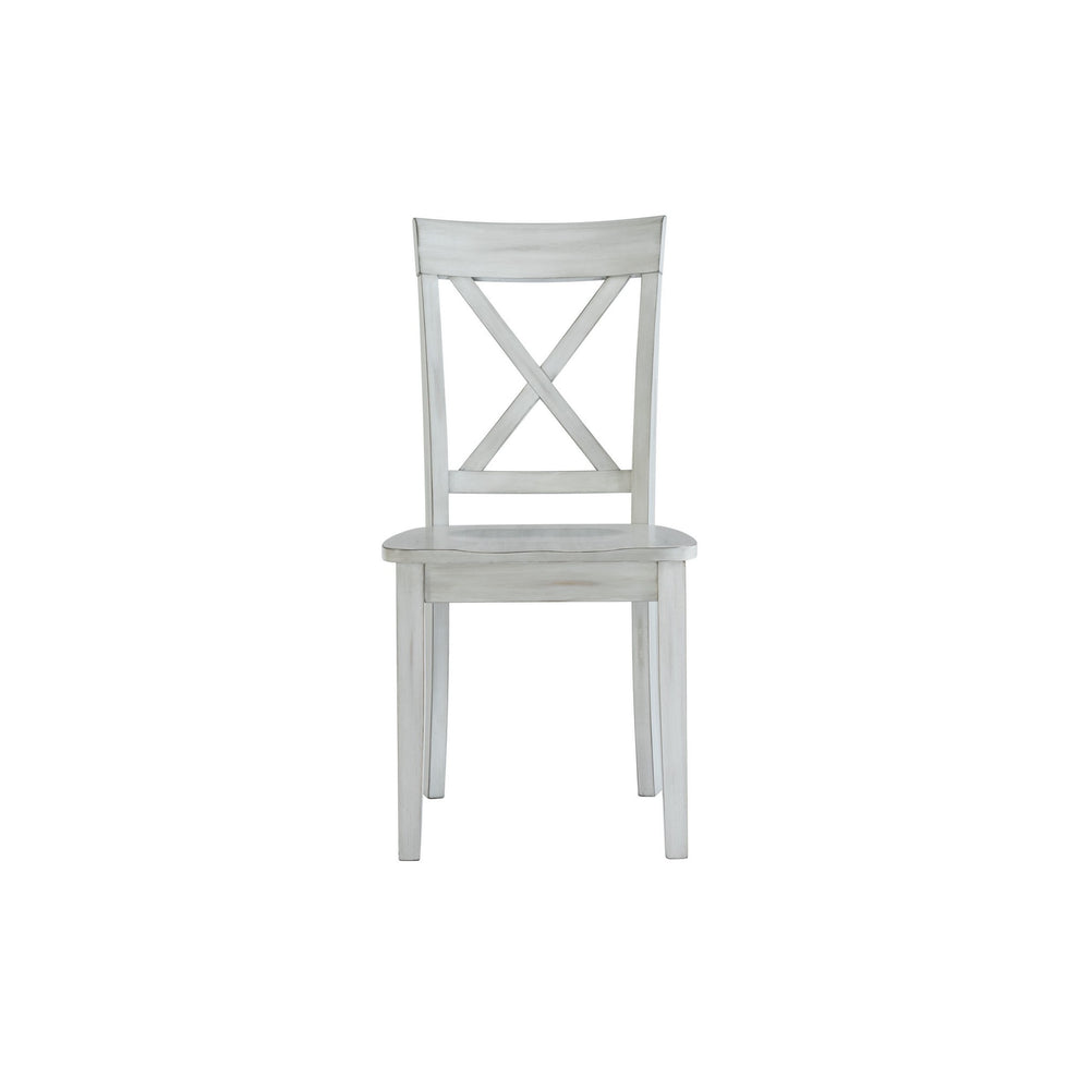 Wooden Dining Chair With X Shaped Back Set Of 2 White By Benzara | Dining Chairs | Modishstore - 3