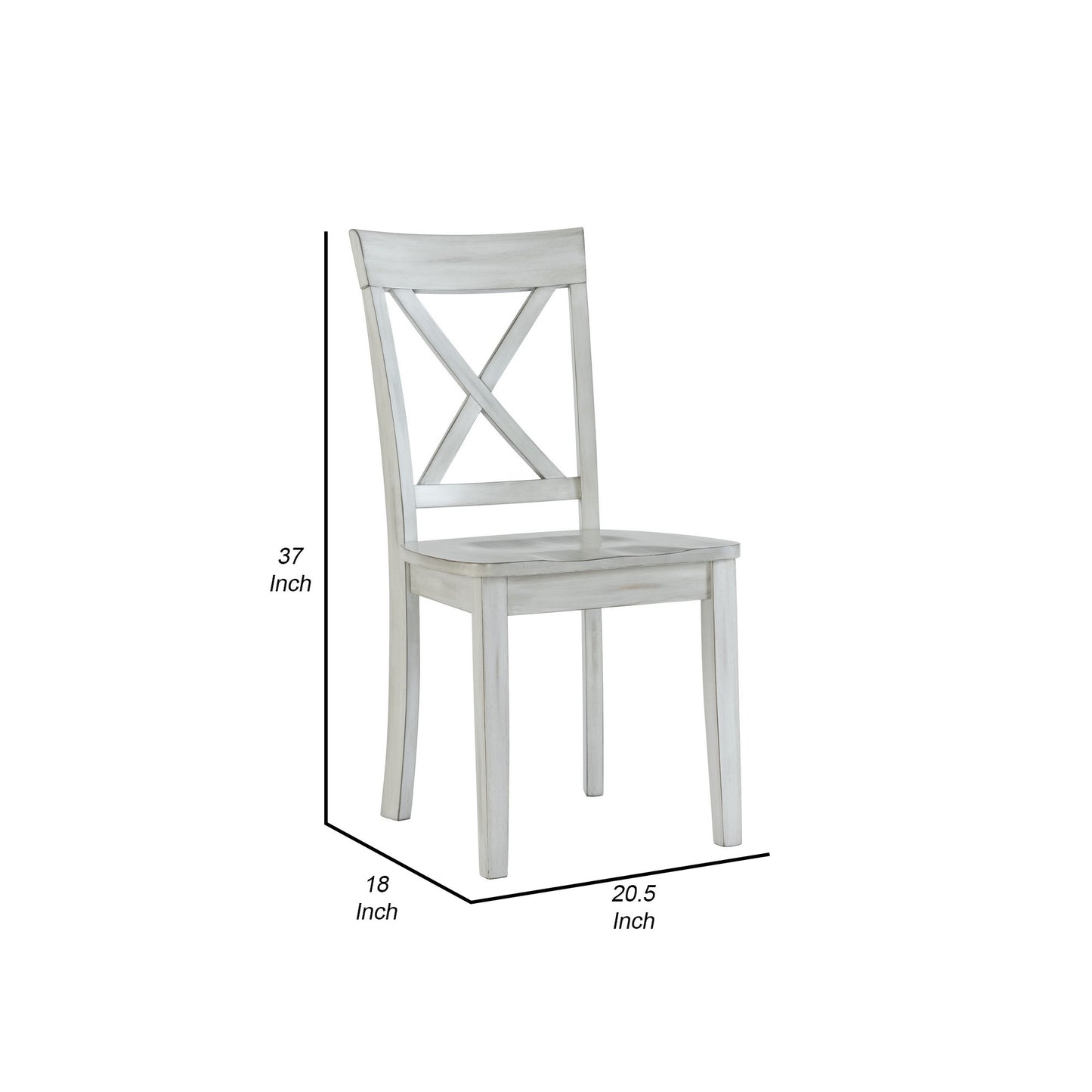 Wooden Dining Chair With X Shaped Back Set Of 2 White By Benzara | Dining Chairs | Modishstore - 2