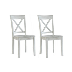 Wooden Dining Chair With X Shaped Back Set Of 2 White By Benzara