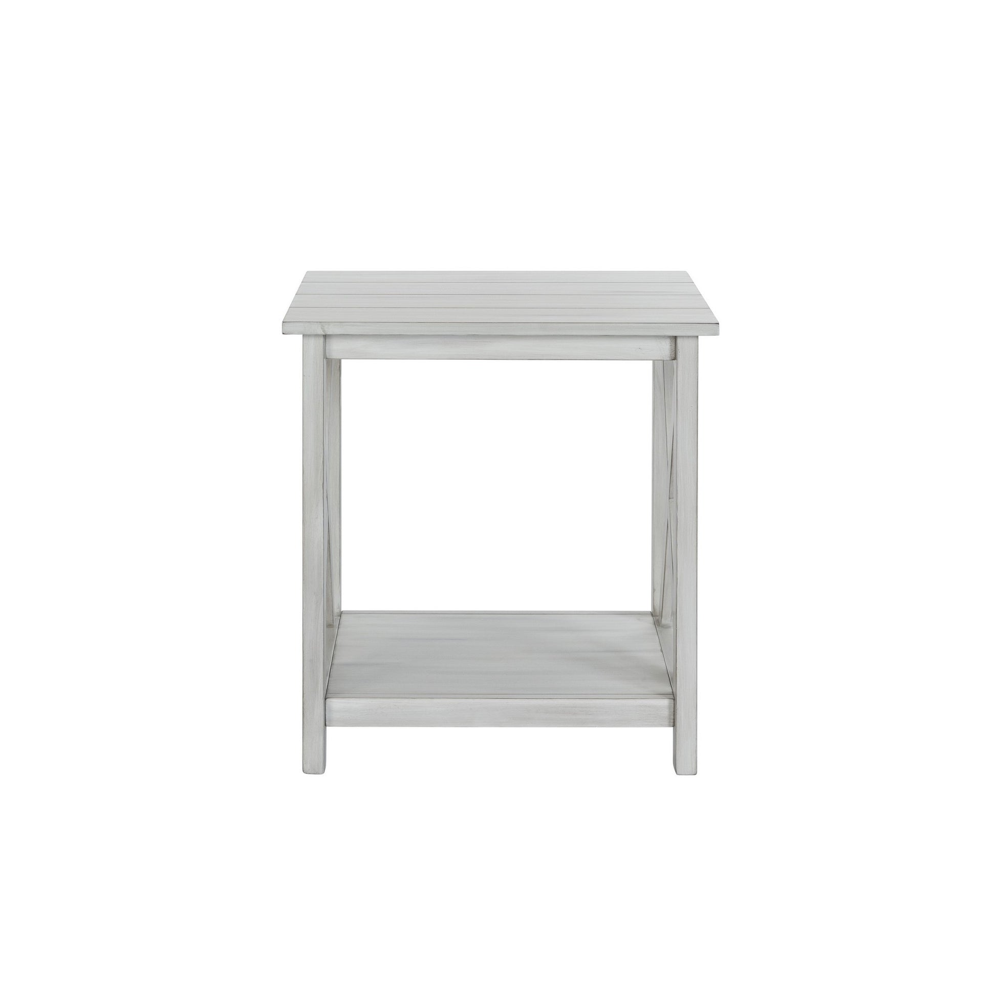 1 Open Shelf Wooden End Table With X Shaped Accents White By Benzara | End Tables | Modishstore - 3
