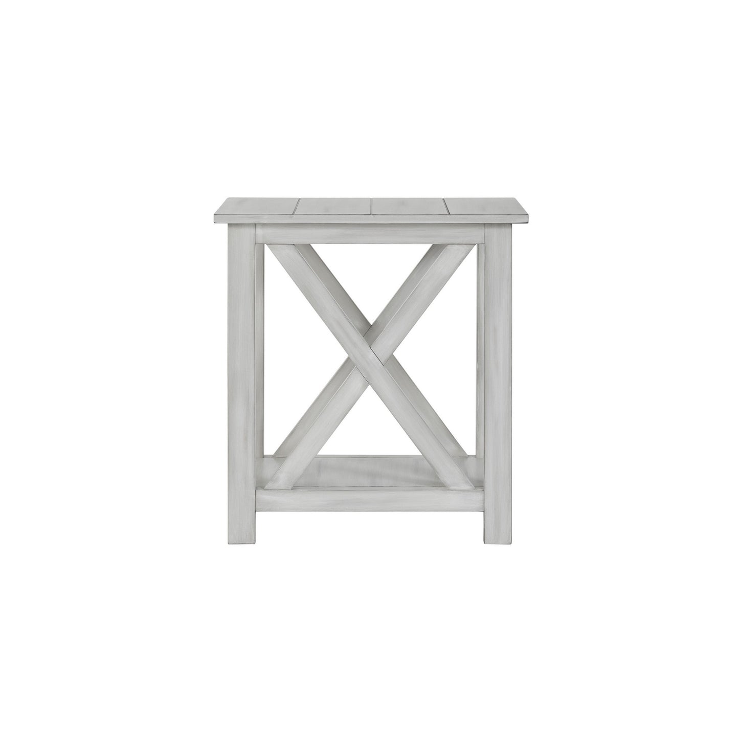 1 Open Shelf Wooden End Table With X Shaped Accents White By Benzara | End Tables | Modishstore - 2