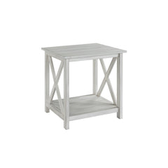 1 Open Shelf Wooden End Table With X Shaped Accents White By Benzara