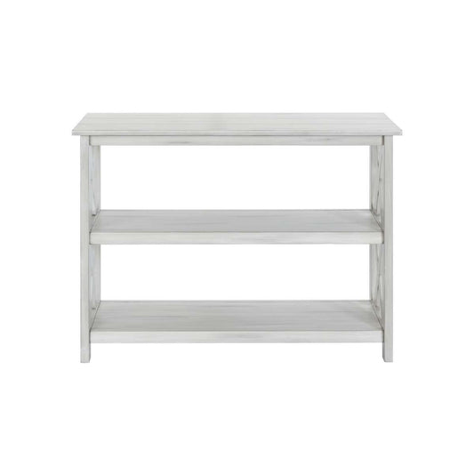2 Shelf Wooden Entryway Table With X Shaped Accent, White By Benzara | Side Tables |  Modishstore 