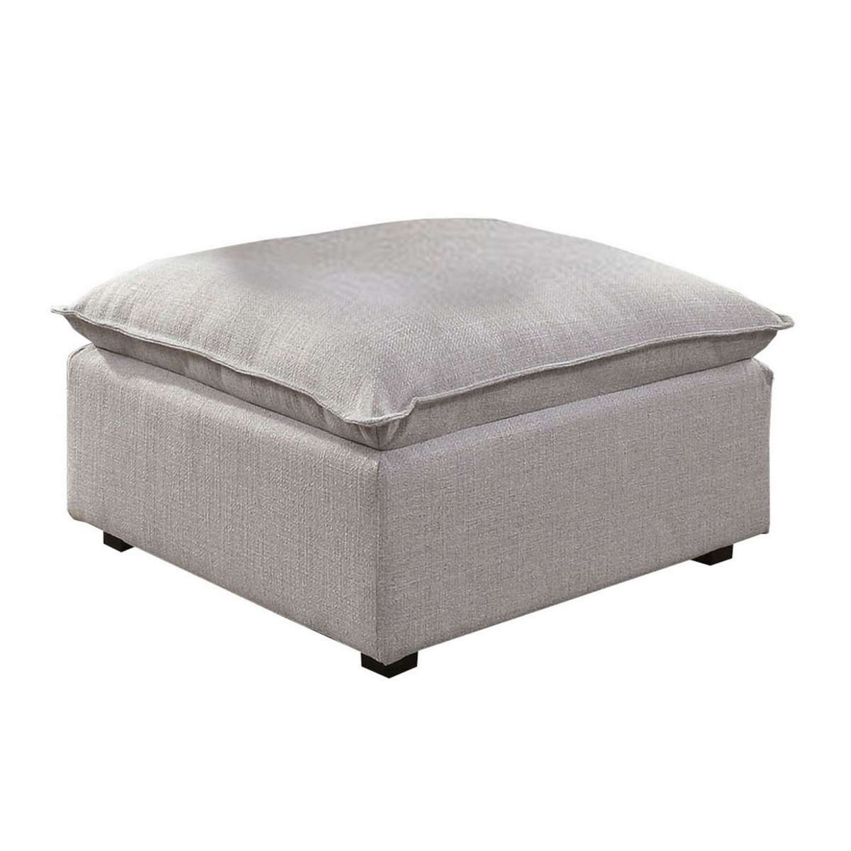 Fabric Upholstered Ottoman With Pillow Top Seat And Welt Trim, Gray By Benzara | Ottomans |  Modishstore 