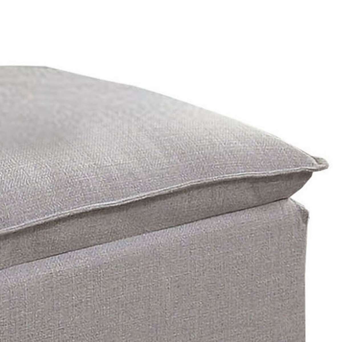 Fabric Upholstered Ottoman With Pillow Top Seat And Welt Trim, Gray By Benzara | Ottomans |  Modishstore  - 5