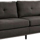 Fabric Upholstered Sofa With Track Arms And Nailhead Trim, Dark Gray By Benzara | Sofas |  Modishstore  - 4