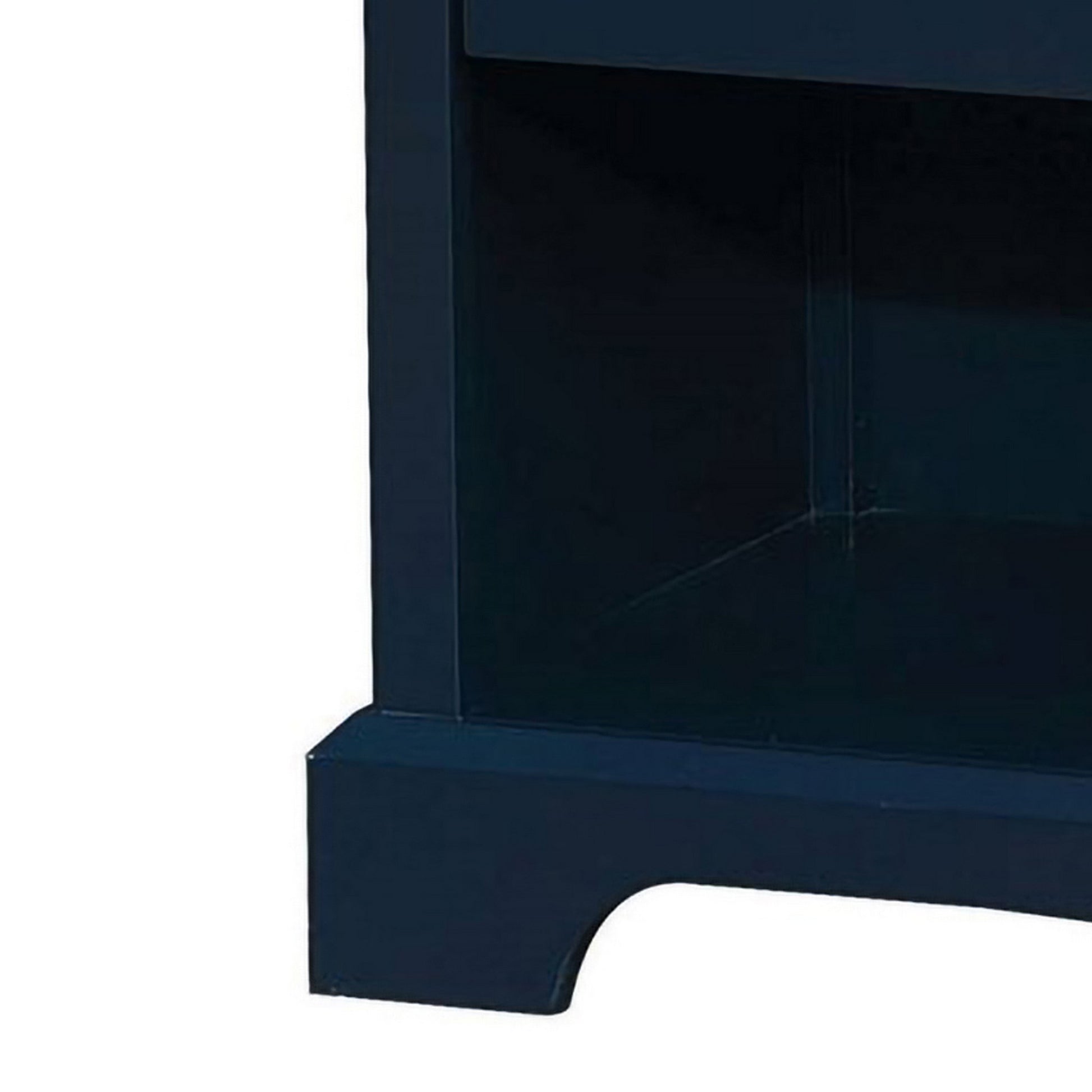 Transitional 1 Drawer Wooden Nightstand With Open Compartment Blue By Benzara | Nightstands | Modishstore - 3