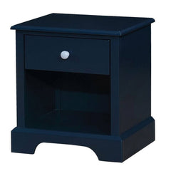 Transitional 1 Drawer Wooden Nightstand With Open Compartment Blue By Benzara