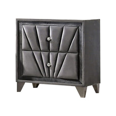 2 Drawer Fabric Frame Nightstand With Tufted Accent Gray By Benzara