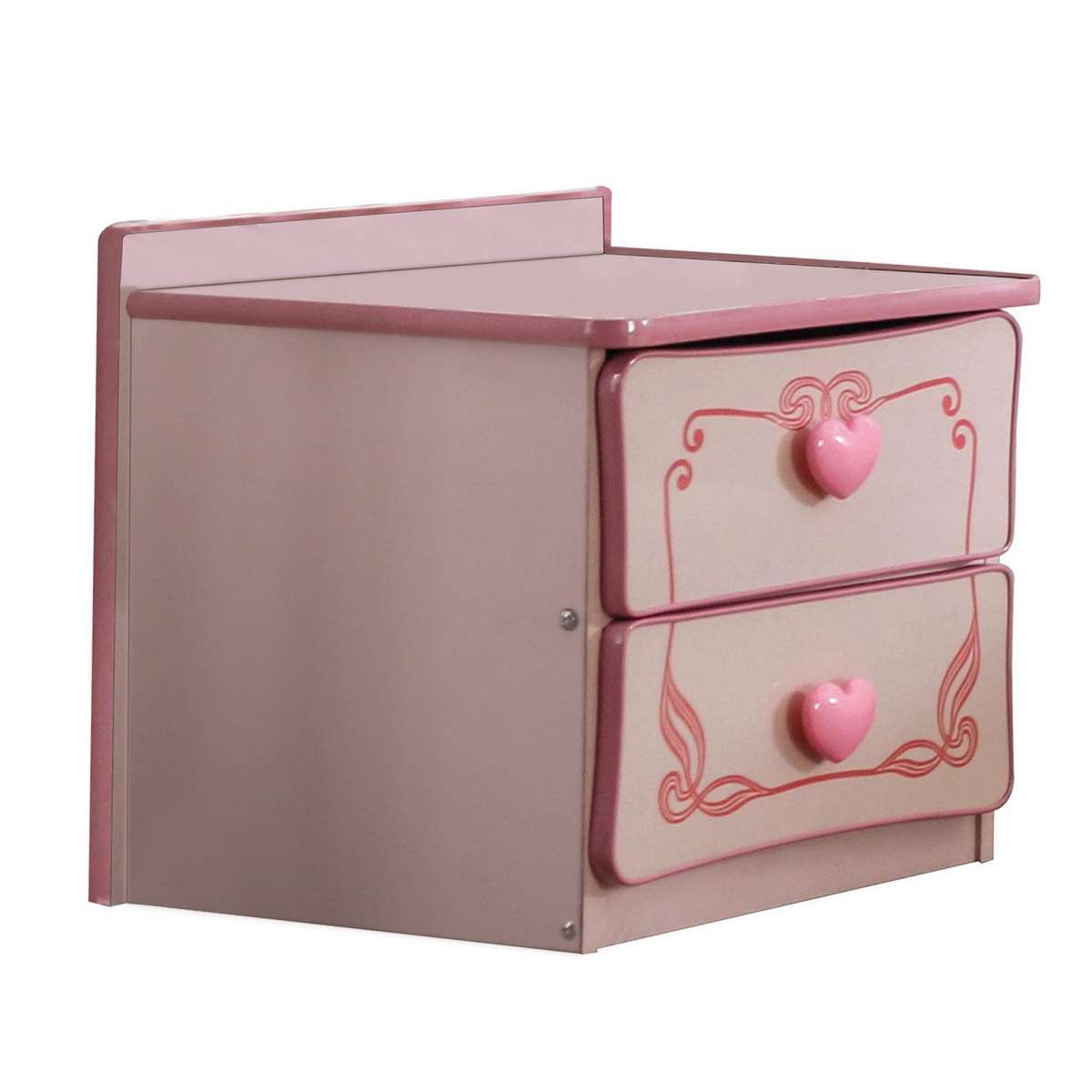 2 Drawer Wooden Nightstand With Heart Knob Pulls, Pink By Benzara | Nightstands |  Modishstore 