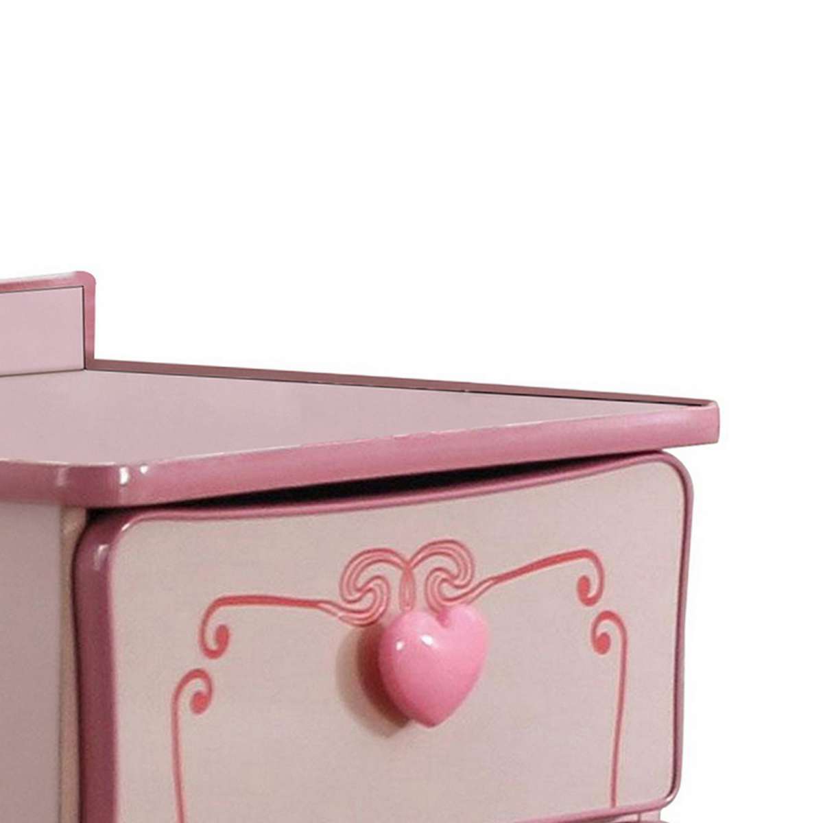 2 Drawer Wooden Nightstand With Heart Knob Pulls, Pink By Benzara | Nightstands |  Modishstore  - 5