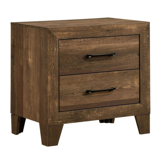 Rustic 2 Drawer Wooden Nightstand With Grain Details Brown By Benzara | Nightstands | Modishstore