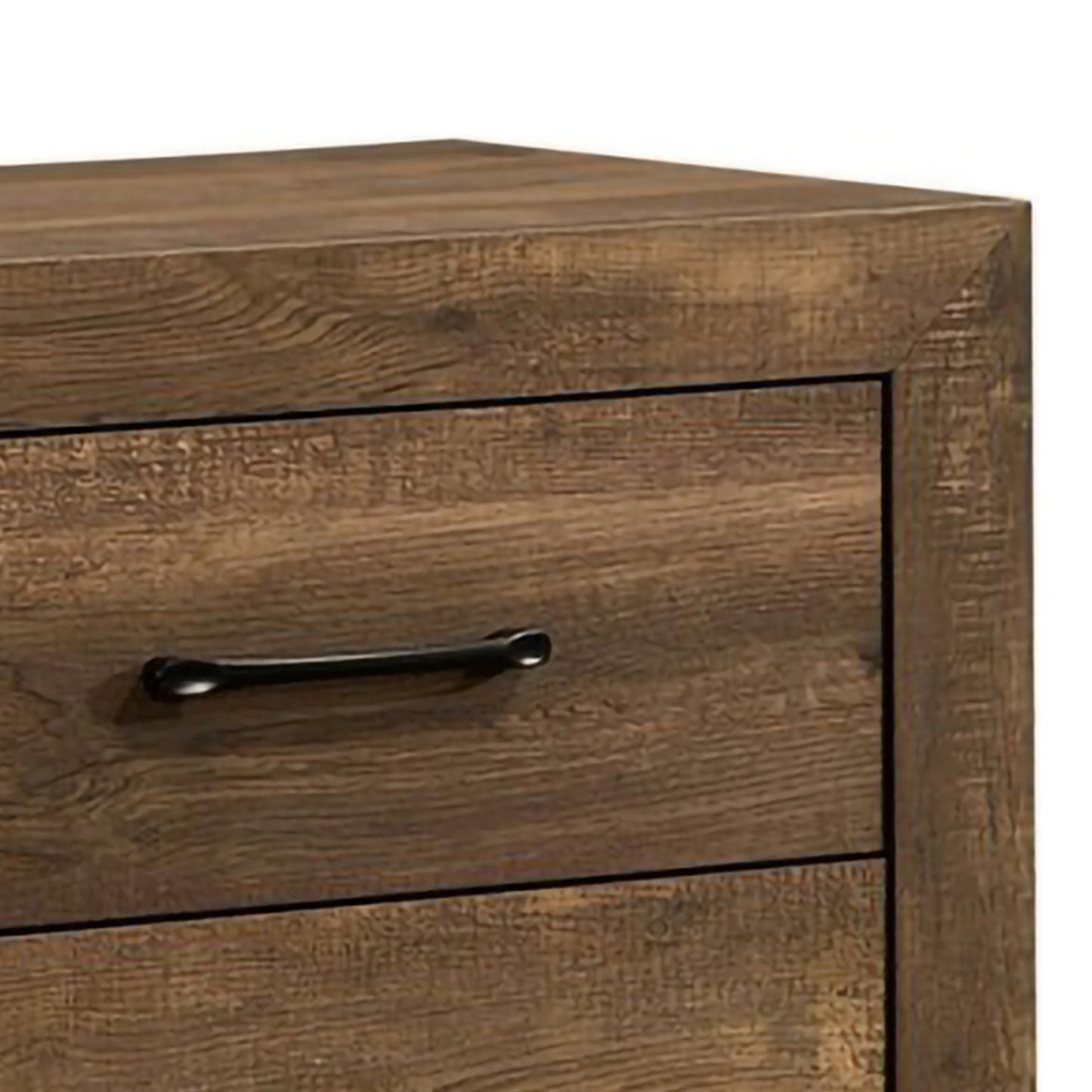 Rustic 2 Drawer Wooden Nightstand With Grain Details Brown By Benzara | Nightstands | Modishstore - 2