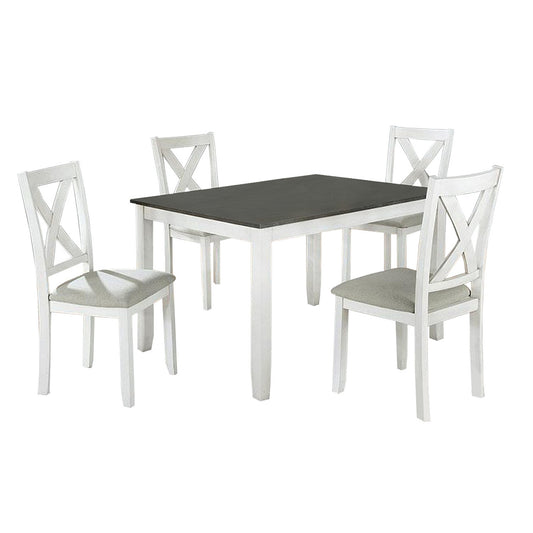 5 Piece Dining Table Set With Padded Seat And X Back White By Benzara | Dining Tables | Modishstore