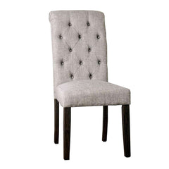 Side Chair With Button Tufted Backrest, Set Of 2, Gray By Benzara