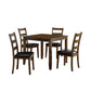5 Piece Dining Table Set With Leatherette Seating Brown By Benzara | Dining Tables | Modishstore