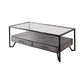 48 Inch Metal Coffee Table With Glass Top And 2 Drawers Gray By Benzara | Coffee Tables | Modishstore