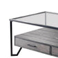 48 Inch Metal Coffee Table With Glass Top And 2 Drawers Gray By Benzara | Coffee Tables | Modishstore - 2