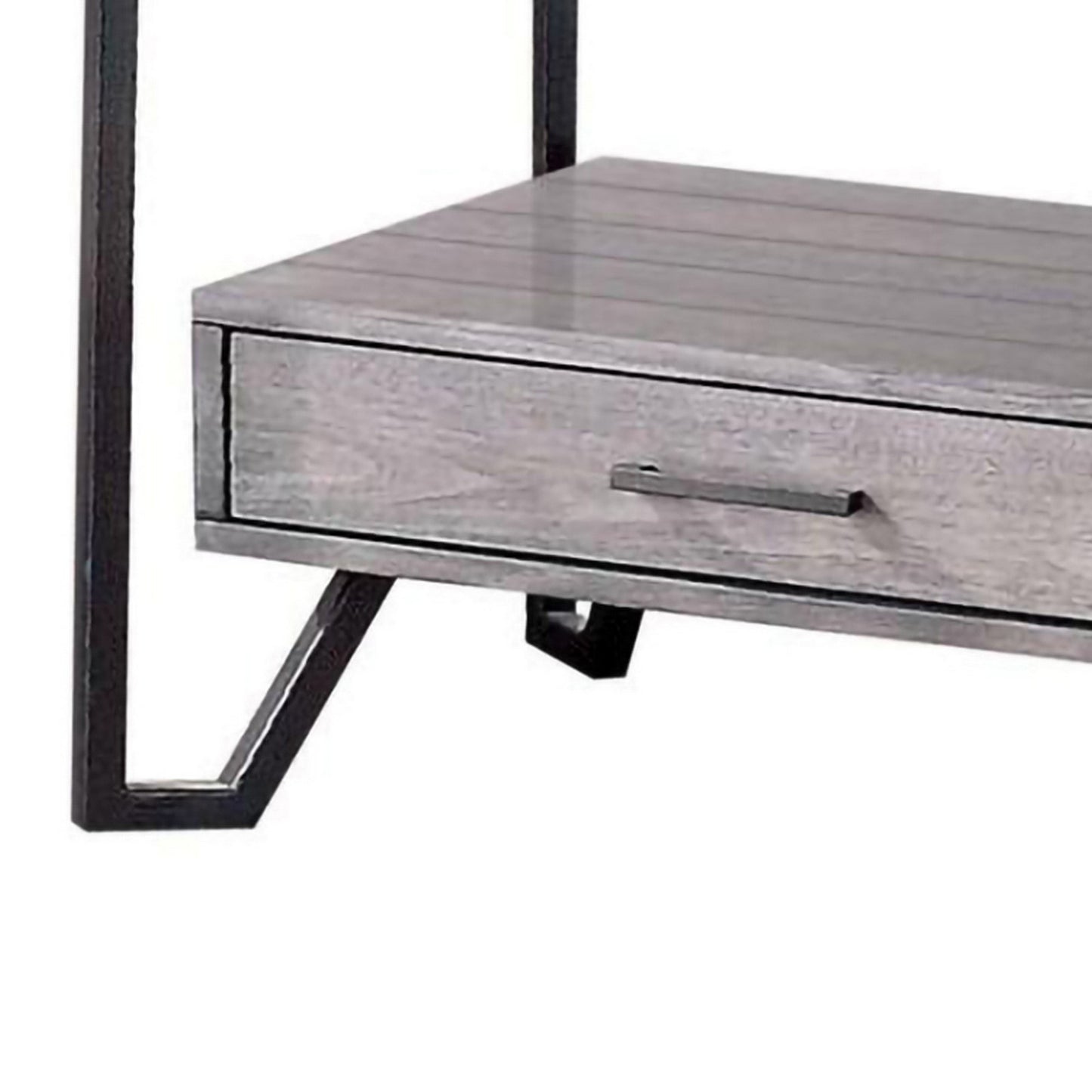 24 Inch Metal End Table With Glass Top And 1 Drawer Gray By Benzara | End Tables | Modishstore - 3