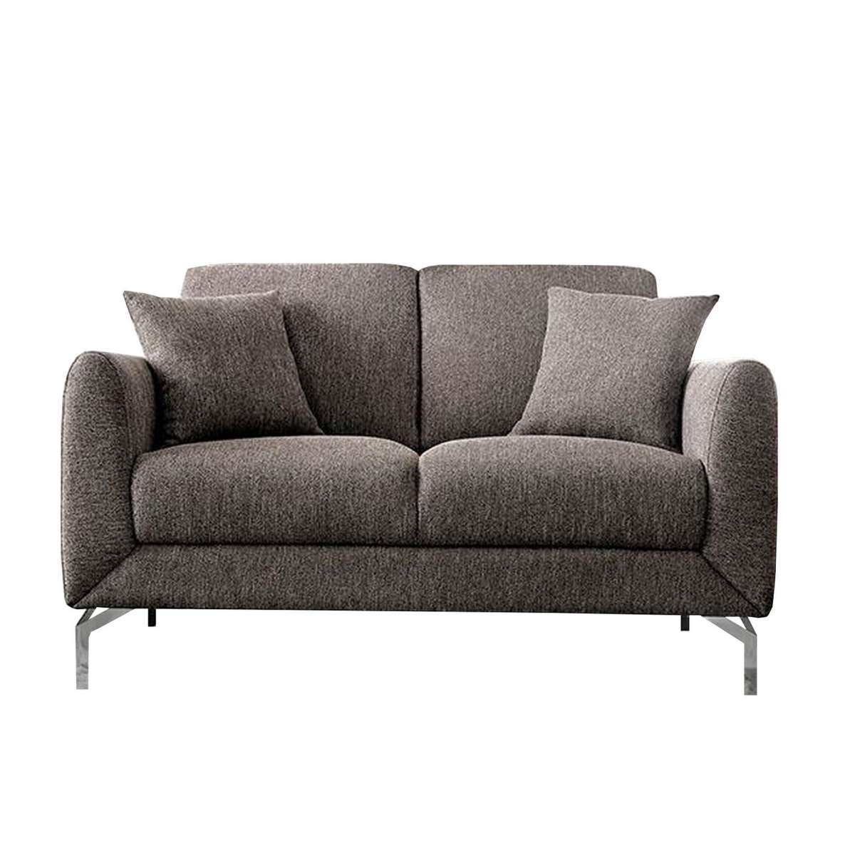 54 Inches Loveseat With Fabric Padded Seat And Metal Legs, Gray By Benzara | Sofas |  Modishstore 