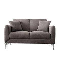 54 Inches Loveseat With Fabric Padded Seat And Metal Legs, Gray By Benzara