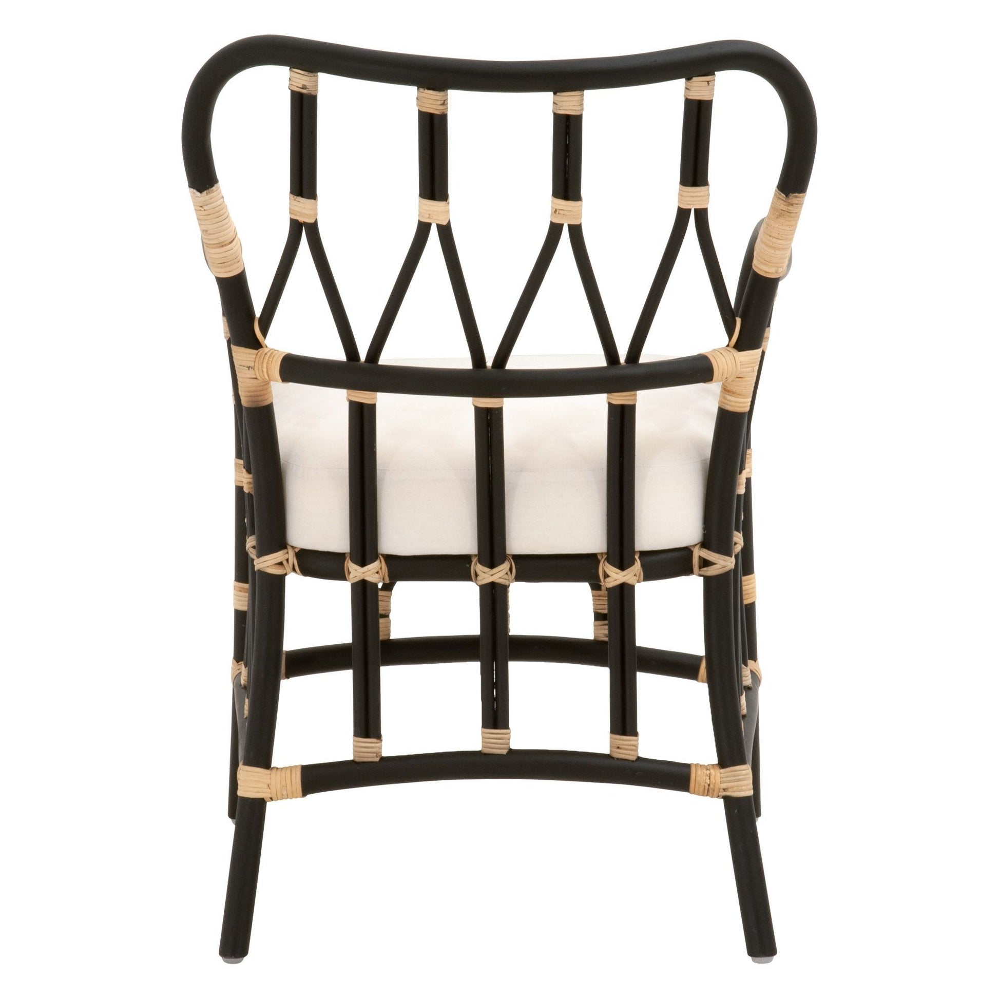 Lattice Design Wooden Arm Chair With Rattan Binding Black By Benzara | Armchairs | Modishstore - 4
