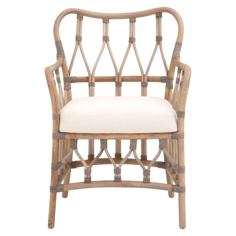 Lattice Design Wooden Arm Chair With Rattan Binding, Brown By Benzara | Armchairs |  Modishstore 