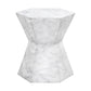 Hexagonal Hourglass Shape Faux Marble Concrete Accent Table White By Benzara | Accent Tables | Modishstore