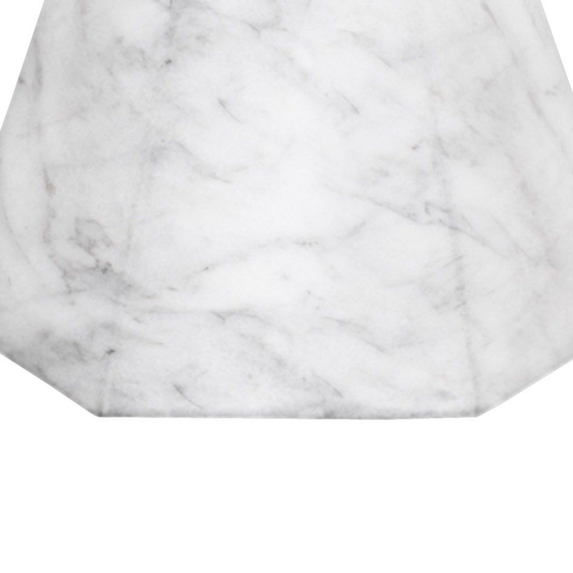 Hexagonal Hourglass Shape Faux Marble Concrete Accent Table White By Benzara | Accent Tables | Modishstore - 4